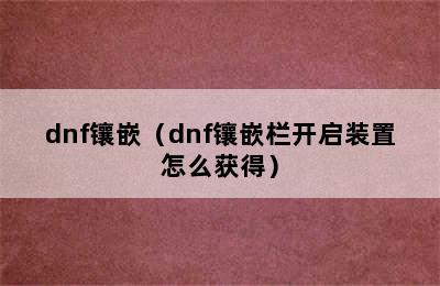 dnf镶嵌（dnf镶嵌栏开启装置怎么获得）