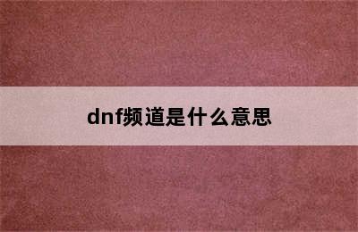 dnf频道是什么意思