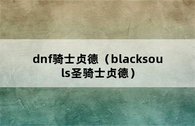 dnf骑士贞德（blacksouls圣骑士贞德）