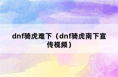 dnf骑虎难下（dnf骑虎南下宣传视频）