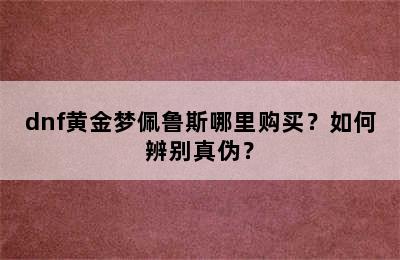 dnf黄金梦佩鲁斯哪里购买？如何辨别真伪？