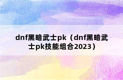 dnf黑暗武士pk（dnf黑暗武士pk技能组合2023）