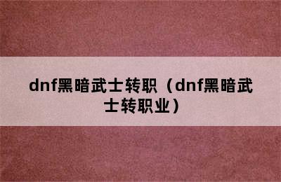 dnf黑暗武士转职（dnf黑暗武士转职业）