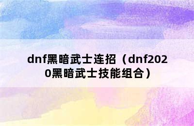 dnf黑暗武士连招（dnf2020黑暗武士技能组合）