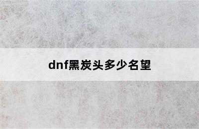 dnf黑炭头多少名望