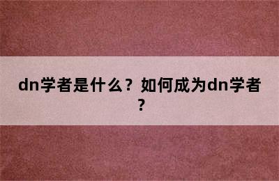 dn学者是什么？如何成为dn学者？