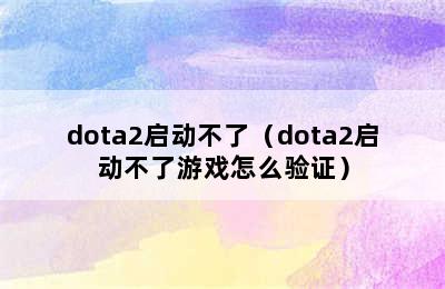 dota2启动不了（dota2启动不了游戏怎么验证）