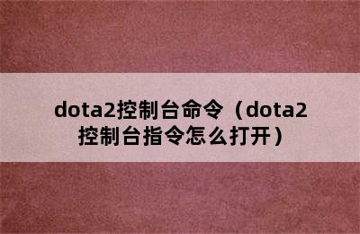 dota2控制台命令（dota2控制台指令怎么打开）