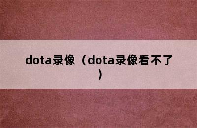 dota录像（dota录像看不了）