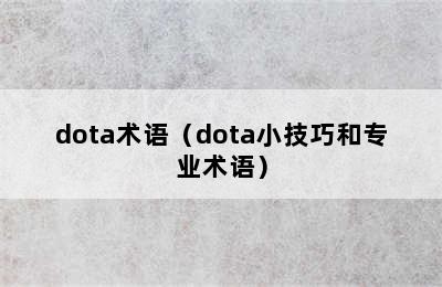 dota术语（dota小技巧和专业术语）