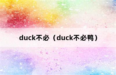 duck不必（duck不必鸭）