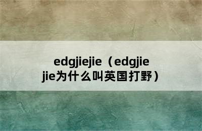 edgjiejie（edgjiejie为什么叫英国打野）