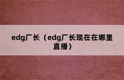 edg厂长（edg厂长现在在哪里直播）