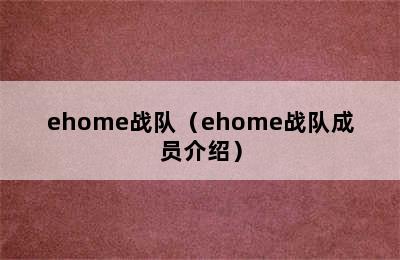 ehome战队（ehome战队成员介绍）