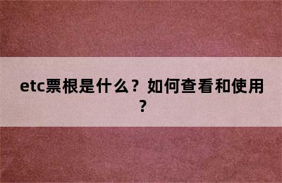 etc票根是什么？如何查看和使用？