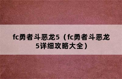 fc勇者斗恶龙5（fc勇者斗恶龙5详细攻略大全）