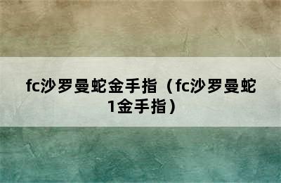 fc沙罗曼蛇金手指（fc沙罗曼蛇1金手指）