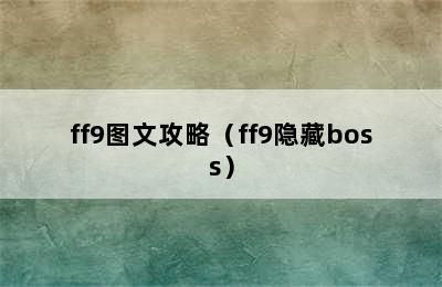 ff9图文攻略（ff9隐藏boss）