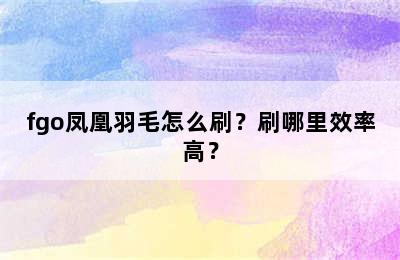 fgo凤凰羽毛怎么刷？刷哪里效率高？