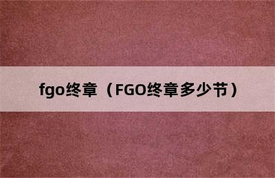 fgo终章（FGO终章多少节）