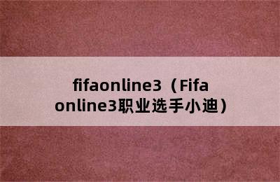 fifaonline3（Fifaonline3职业选手小迪）