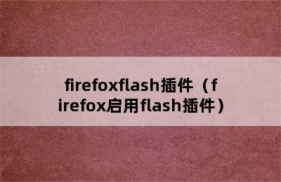 firefoxflash插件（firefox启用flash插件）