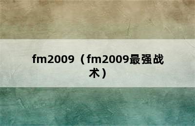 fm2009（fm2009最强战术）