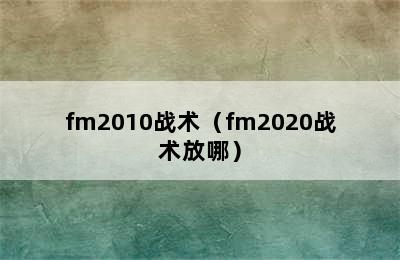 fm2010战术（fm2020战术放哪）