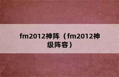 fm2012神阵（fm2012神级阵容）