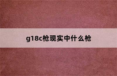 g18c枪现实中什么枪