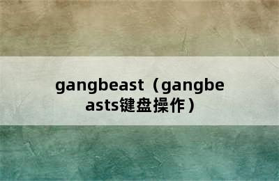 gangbeast（gangbeasts键盘操作）