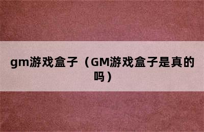 gm游戏盒子（GM游戏盒子是真的吗）