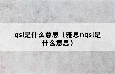 gsl是什么意思（雅思ngsl是什么意思）