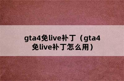 gta4免live补丁（gta4免live补丁怎么用）