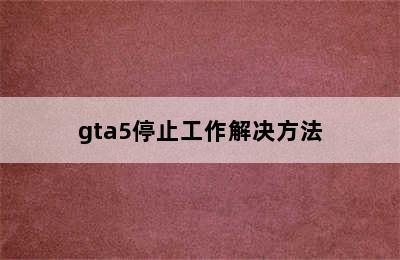gta5停止工作解决方法