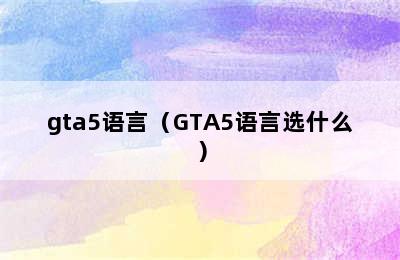 gta5语言（GTA5语言选什么）