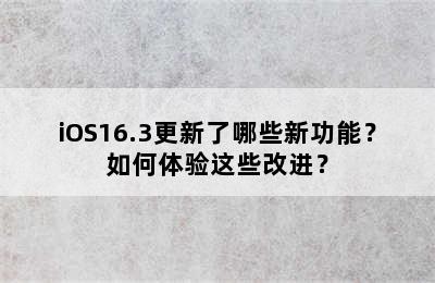 iOS16.3更新了哪些新功能？如何体验这些改进？