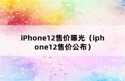 iPhone12售价曝光（iphone12售价公布）