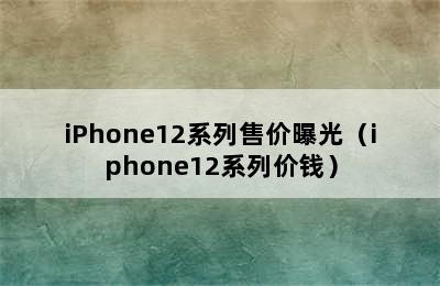 iPhone12系列售价曝光（iphone12系列价钱）