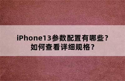 iPhone13参数配置有哪些？如何查看详细规格？