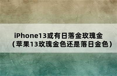 iPhone13或有日落金玫瑰金（苹果13玫瑰金色还是落日金色）