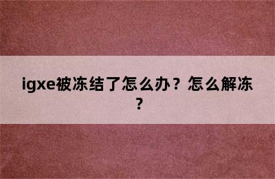 igxe被冻结了怎么办？怎么解冻？