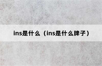 ins是什么（ins是什么牌子）