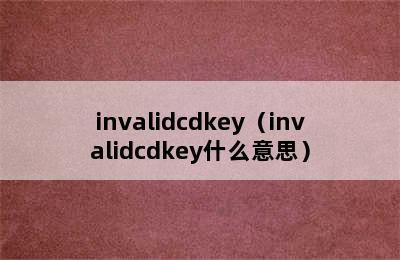 invalidcdkey（invalidcdkey什么意思）