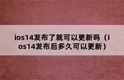 ios14发布了就可以更新吗（ios14发布后多久可以更新）