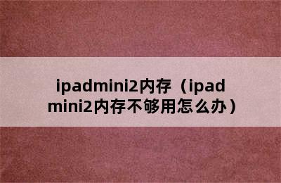 ipadmini2内存（ipadmini2内存不够用怎么办）