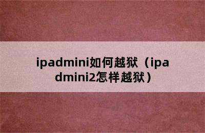 ipadmini如何越狱（ipadmini2怎样越狱）