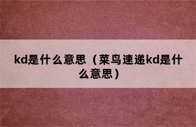 kd是什么意思（菜鸟速递kd是什么意思）