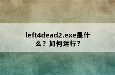 left4dead2.exe是什么？如何运行？