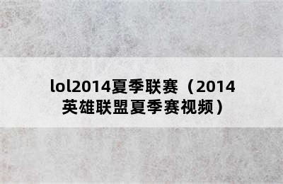 lol2014夏季联赛（2014英雄联盟夏季赛视频）